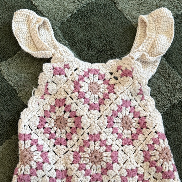 Zara Pink and Cream Crochet Kids One Piece - Picture 2 of 7